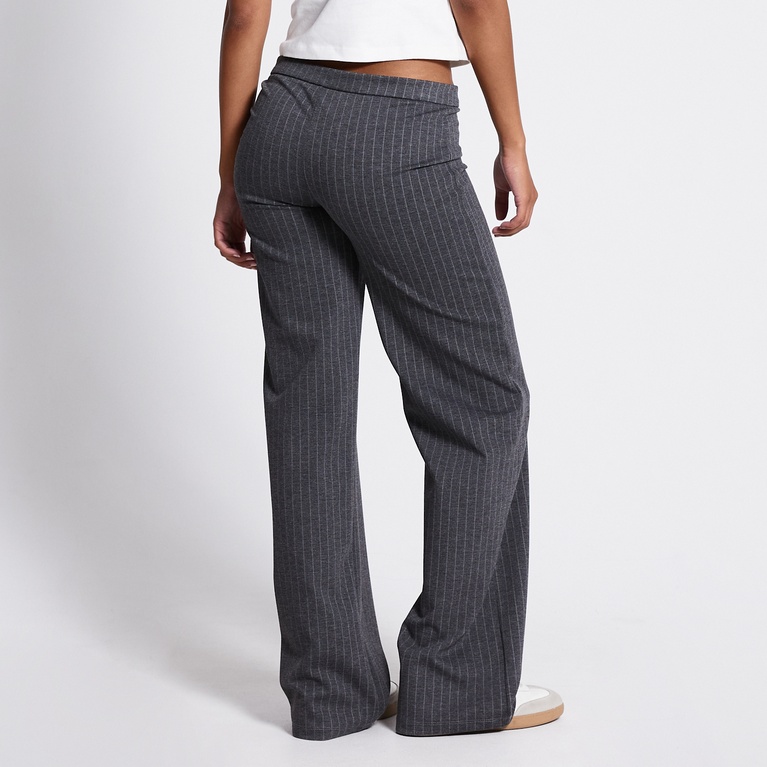 Low waist wide dress pants "Estrid" Dk Grey melange